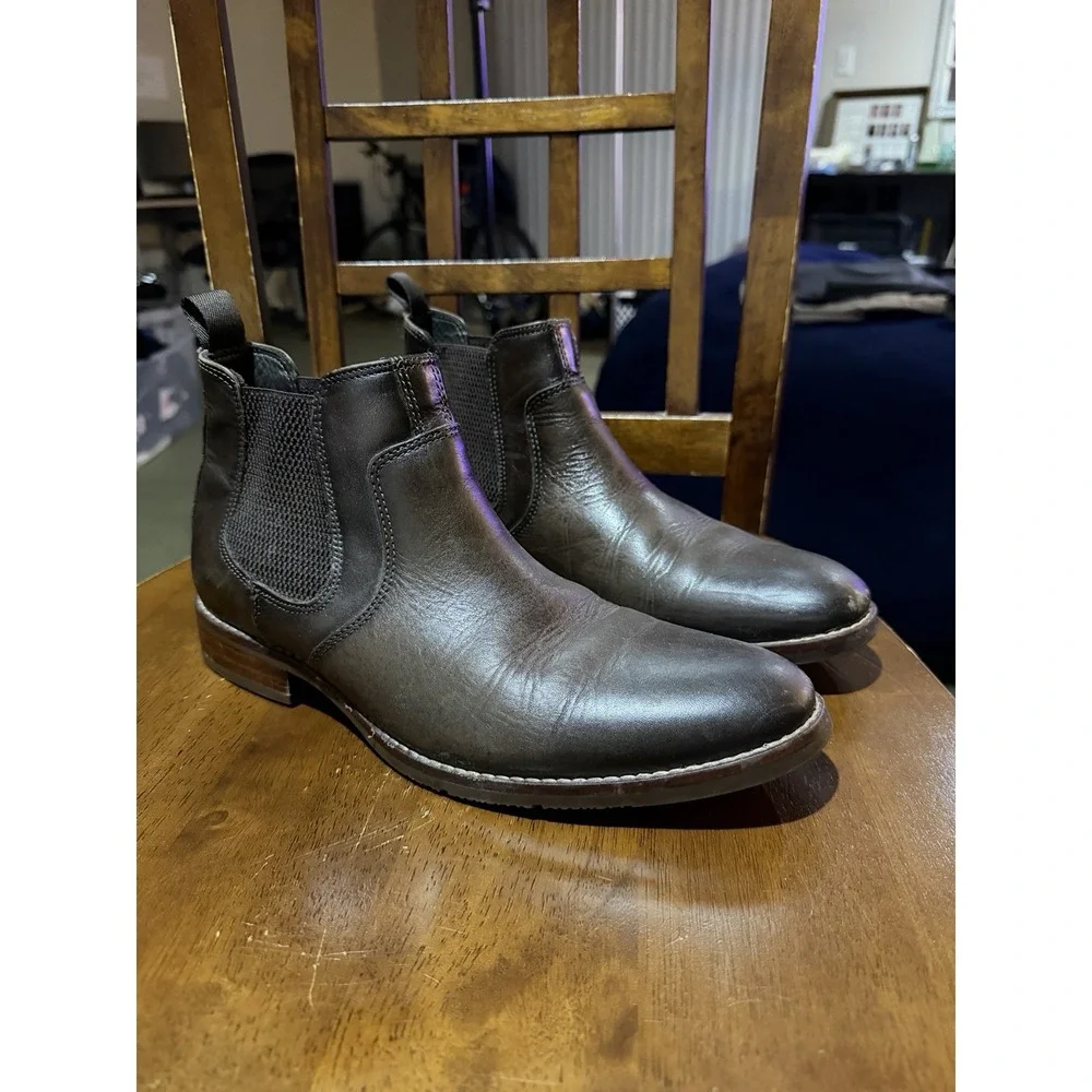 Johnston & Murphy Mens Brown Leather Chelsea Boots 9 M 59-2806 Made in Brazil